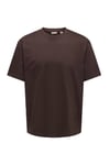 Onsfred % 100 Pamuk Relaxed Fit Bisiklet Yaka Erkek T Shirt 22022532 KOYU KAHVE