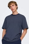 Onsfred Pamuklu Relaxed Fit Çizgili Bisiklet Yaka Erkek T Shirt 22036384 LACİVERT