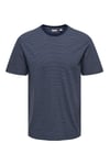 Onsfred Pamuklu Relaxed Fit Çizgili Bisiklet Yaka Erkek T Shirt 22036384 LACİVERT