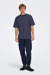Onsfred Pamuklu Relaxed Fit Çizgili Bisiklet Yaka Erkek T Shirt 22036384 LACİVERT