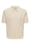 Onsthıjs Çizgili Regular Fit Kısa Kollu Erkek Polo Yaka T Shirt 22036558 BEJ