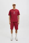 Originals Jordia Baskılı Pamuklu Relaxed Fit Bisiklet Yaka Erkek T Shirt 12286609 BORDO