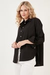 Oversize % 100 Pamuk Poplin Kadın Gömlek CF21S163867 SİYAH