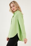 Oversize % 100 Pamuk Poplin Kadın Gömlek CF21S163867 FISTIK YEŞİL