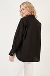 Oversize % 100 Pamuk Poplin Kadın Gömlek CF21S163867 SİYAH