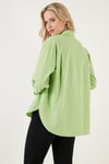 Oversize % 100 Pamuk Poplin Kadın Gömlek CF21S163867 FISTIK YEŞİL