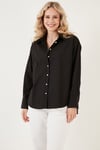 Oversize % 100 Pamuk Poplin Kadın Gömlek CF21S163867 SİYAH