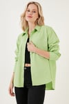 Oversize % 100 Pamuk Poplin Kadın Gömlek CF21S163867 FISTIK YEŞİL