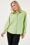 Oversize % 100 Pamuk Poplin Kadın Gömlek CF21S163867 FISTIK YEŞİL