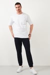 Oversize Bisiklet Yaka % 100 Pamuk Erkek T Shirt 5721013 BEYAZ-BEYAZ