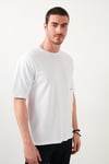 Oversize Bisiklet Yaka % 100 Pamuk Erkek T Shirt 5721013 BEYAZ-BEYAZ
