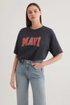Oversize Bisiklet Yaka Logolu Kadın T Shirt 1600843-82185 ANTRASİT