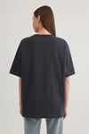 Oversize Bisiklet Yaka Logolu Kadın T Shirt 1600843-82185 ANTRASİT