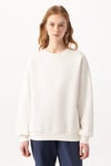 Oversize Bisiklet Yaka Pamuklu Basic Kadın Sweat 1610198-70057 KIRIK BEYAZ