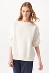 Oversize Bisiklet Yaka Pamuklu Basic Kadın Sweat 1610198-70057 KIRIK BEYAZ