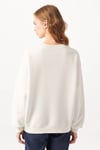 Oversize Bisiklet Yaka Pamuklu Basic Kadın Sweat 1610198-70057 KIRIK BEYAZ