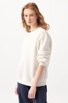 Oversize Bisiklet Yaka Pamuklu Basic Kadın Sweat 1610198-70057 KIRIK BEYAZ