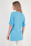 Oversize Bisiklet Yaka Yırtmaç Detaylı Kadın Bluz 5863683 BEBE MAVİ
