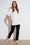 Oversize Bisiklet Yaka Yırtmaç Detaylı Kadın Bluz 5869000 EKRU