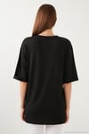 Oversize Bisiklet Yaka Yırtmaç Detaylı Kadın Bluz 5869000 SİYAH