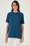 Oversize Bisiklet Yaka Yırtmaç Detaylı Kadın Bluz 5869000 İNDİGO