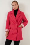Oversize Çift Düğmeli Cepli Uzun Kadın Kaban 6230058 FUŞYA