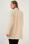 Oversize Çift Düğmeli Cepli Uzun Kadın Kaban 6230058 TAŞ