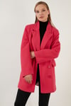 Oversize Çift Düğmeli Cepli Uzun Kadın Kaban 6230058 FUŞYA