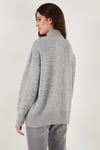 Oversize Fit Balıkçı Yaka Yumuşak Dokulu 2'li Paket Triko Kadın Kazak 680KZ00469S2 AÇIK GRİ-SİYAH