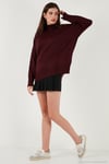 Oversize Fit Balıkçı Yaka Yumuşak Dokulu 2'li Paket Triko Kadın Kazak 680KZ00469S2 ANTRASİT-BORDO