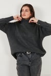Oversize Fit Balıkçı Yaka Yumuşak Dokulu 2'li Paket Triko Kadın Kazak 680KZ00469S2 ANTRASİT-BORDO