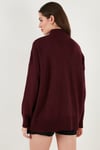 Oversize Fit Balıkçı Yaka Yumuşak Dokulu 2'li Paket Triko Kadın Kazak 680KZ00469S2 Taş-Bordo
