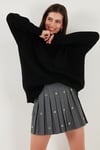 Oversize Fit Balıkçı Yaka Yumuşak Dokulu 2'li Paket Triko Kadın Kazak 680KZ00469S2 SİYAH-VİZON