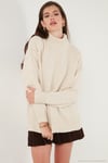 Oversize Fit Balıkçı Yaka Yumuşak Dokulu 2'li Paket Triko Kadın Kazak 680KZ00469S2 SİYAH-TAŞ