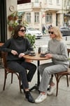 Oversize Fit Balıkçı Yaka Yumuşak Dokulu 2'li Paket Triko Kadın Kazak 680KZ00469S2 Antrasit-Açık Gri