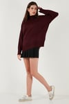 Oversize Fit Balıkçı Yaka Yumuşak Dokulu 2'li Paket Triko Kadın Kazak 680KZ00469S2 Bordo-Şeker Pembe