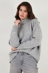 Oversize Fit Balıkçı Yaka Yumuşak Dokulu 2'li Paket Triko Kadın Kazak 680KZ00469S2 Vizon-Açık Gri
