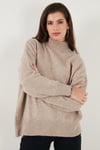 Oversize Fit Balıkçı Yaka Yumuşak Dokulu 2'li Paket Triko Kadın Kazak 680KZ00469S2 Vizon-Antrasit