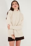 Oversize Fit Balıkçı Yaka Yumuşak Dokulu 2'li Paket Triko Kadın Kazak 680KZ00469S2 SİYAH-TAŞ