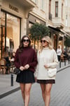 Oversize Fit Balıkçı Yaka Yumuşak Dokulu 2'li Paket Triko Kadın Kazak 680KZ00469S2 Taş-Bordo