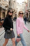 Oversize Fit Balıkçı Yaka Yumuşak Dokulu 2'li Paket Triko Kadın Kazak 680KZ00469S2 Şeker Pembe-Siyah