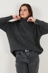 Oversize Fit Balıkçı Yaka Yumuşak Dokulu 2'li Paket Triko Kadın Kazak 680KZ00469S2 Vizon-Antrasit
