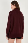 Oversize Fit Balıkçı Yaka Yumuşak Dokulu 2'li Paket Triko Kadın Kazak 680KZ00469S2 BORDO-SİYAH