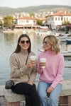 Oversize Fit Balıkçı Yaka Yumuşak Dokulu 2'li Paket Triko Kadın Kazak 680KZ00469S2 Vizon-Şeker Pembe