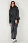 Oversize Fit Balıkçı Yaka Yumuşak Dokulu 2'li Paket Triko Kadın Kazak 680KZ00469S2 Vizon-Antrasit