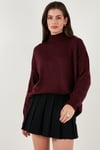 Oversize Fit Balıkçı Yaka Yumuşak Dokulu 2'li Paket Triko Kadın Kazak 680KZ00469S2 Taş-Bordo
