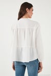 Oversize Fit Balon Kol Bağlamalı Yaka Detaylı Kadın Gömlek 6772618 BEYAZ