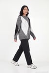 Oversize Fit Bisiklet Yaka Baklava Desenli Kadın Kazak 4615578 ANTRASİT