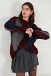 Oversize Fit Bisiklet Yaka Baklava Desenli Kadın Kazak 4615578 BORDO