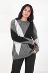 Oversize Fit Bisiklet Yaka Baklava Desenli Kadın Kazak 4615578 ANTRASİT